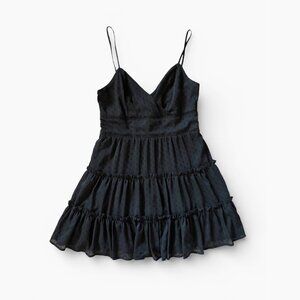 Altar'd State Sheer Dot Lined Black Mini Dress Womens Large Whimsigoth Babydoll